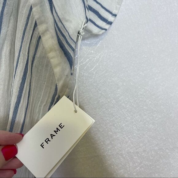 FRAME Striped Cotton Gauze Cover Up Dress One Size - Picture 6 of 10